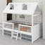 Structure de lit en bois en forme de maison avec garde-corps-128971177