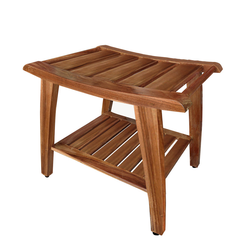 Macey 19.5'' W Teak Shower Bench, Brown