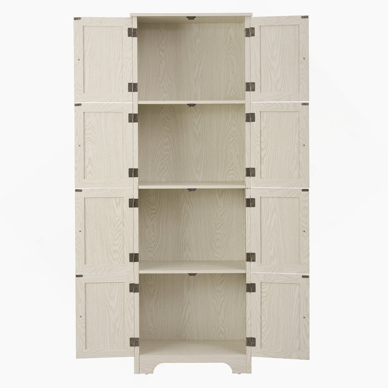 Armoire de rangement autoportante avec 8 portes et 4 tablettes pour le salon, la cuisine, la salle à manger et le bureau