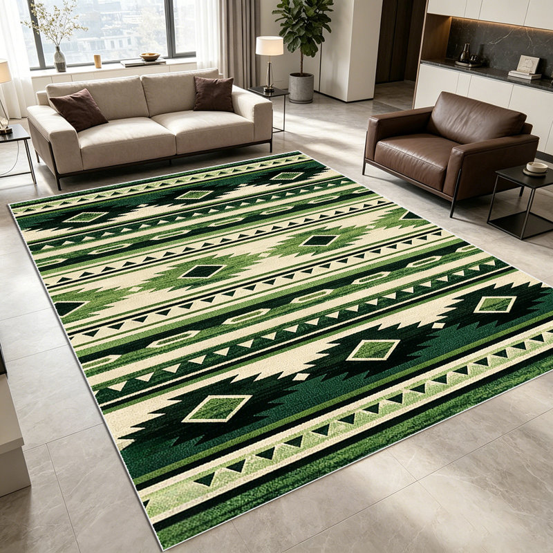 1PC Sage Green Abstract Arc & Circle Pattern area rugs for Living Room, Soft & Comfortable, All-season, Easy-care, Machine Washable Indoor mat, Under Table Farmhouse suitable for living room, bedroom