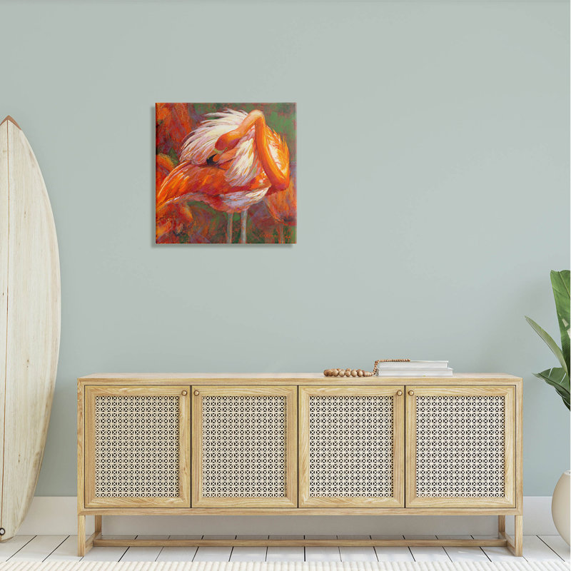 «Preening Flamingo Wildlife Nature» par Rita Kirkman, H 24 po x l 24 po x P 1,5 po