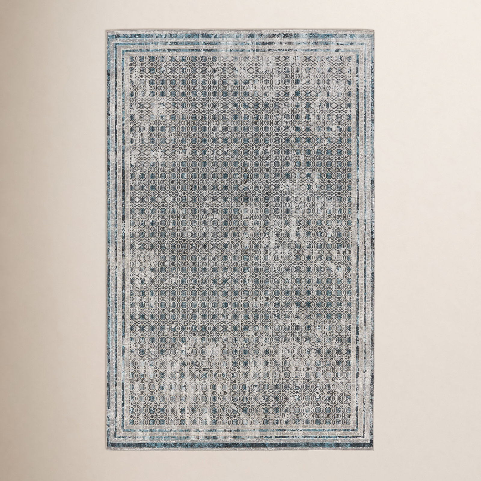 Phoebe Light Gray Blue Machine Washable Rug, Rectangle 7'10" x 10'