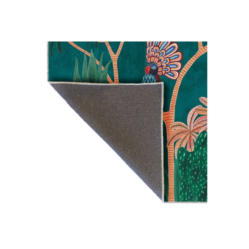 Tapis décoratif moderne Palm Trees and Parrot, Sous-tapis rectangulaire de 3 pi 3 po x 4 pi 11 po