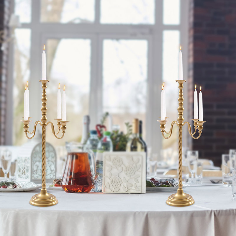 Topaz 28'' H Metal Tabletop Candlestick, Gold