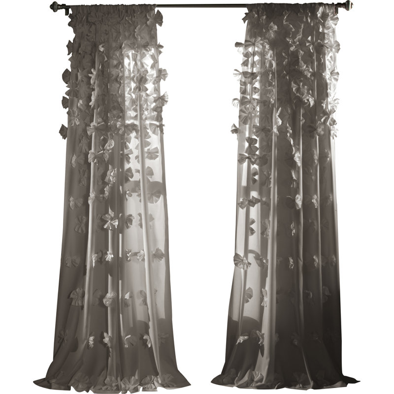 Riley Semi Sheer Curtain Single Panel, Gray, 54"W x 84"L