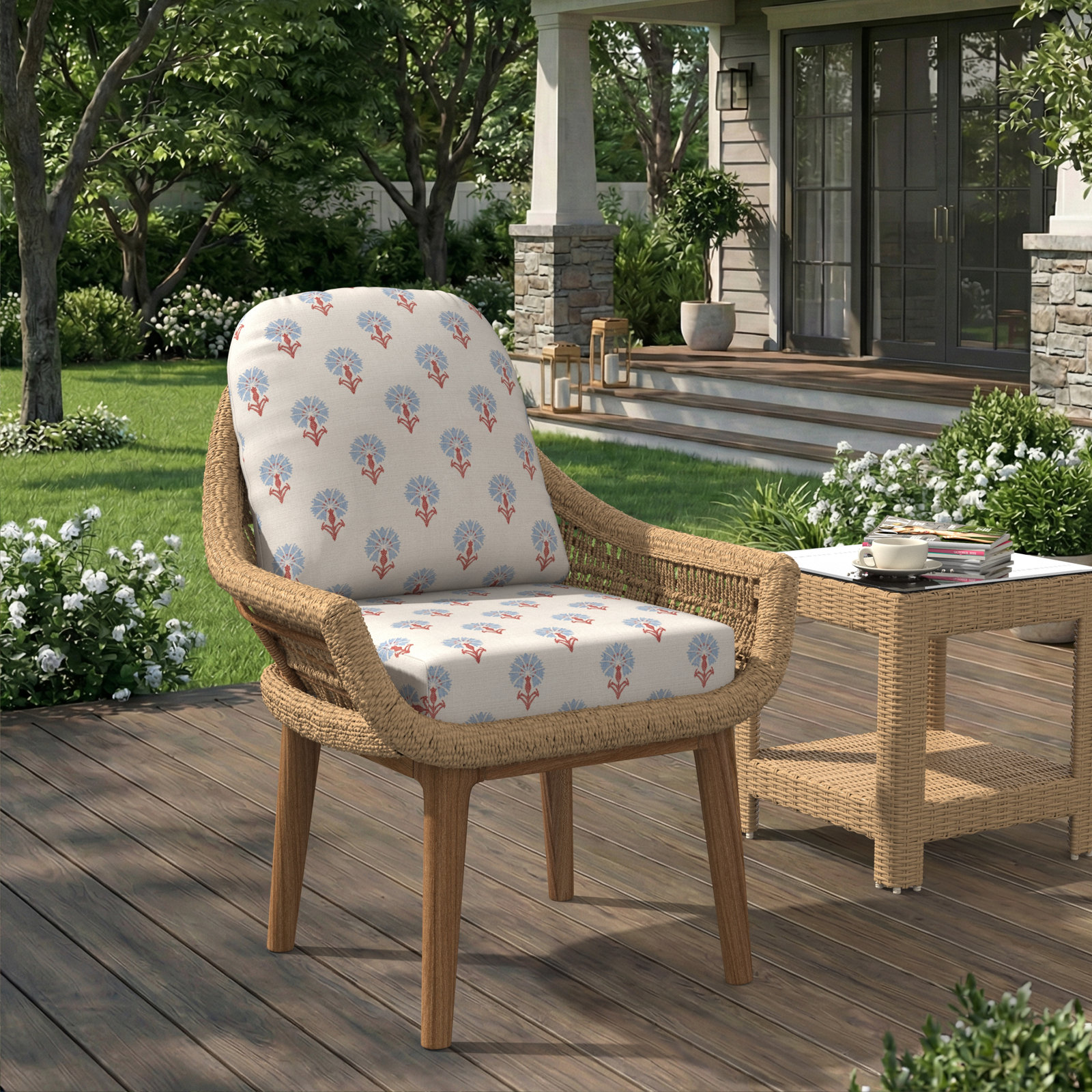 Amala 22" Sunbrella® Seat and Back Cushion, Sunbrella Mira Bluebell