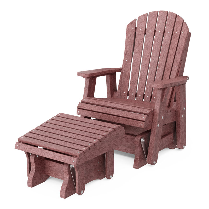 Fauteuil oscillant simple avec repose-pieds Delja, Bois de cerisier