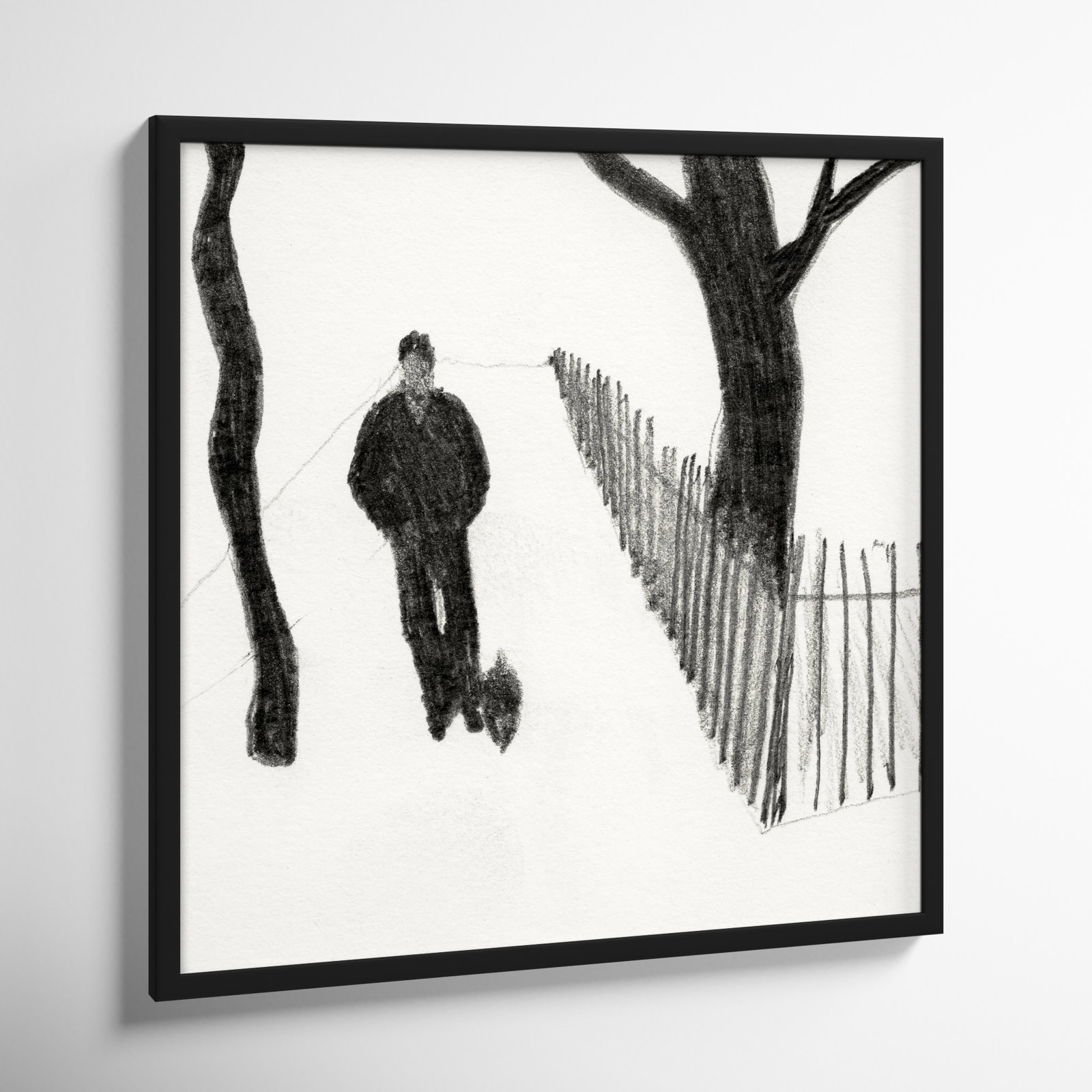 Walking The Dog by Simon Schneiderman, 36" H x 36" W x 1.25" D, Black