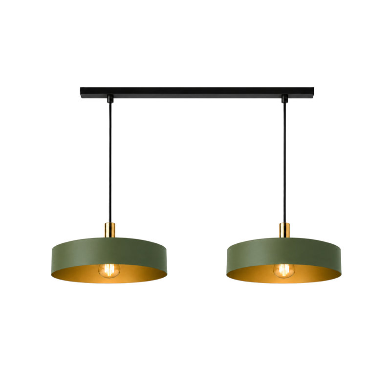 Bhavi 2 - Light Drum Pendant, Green, Khaki Gold
