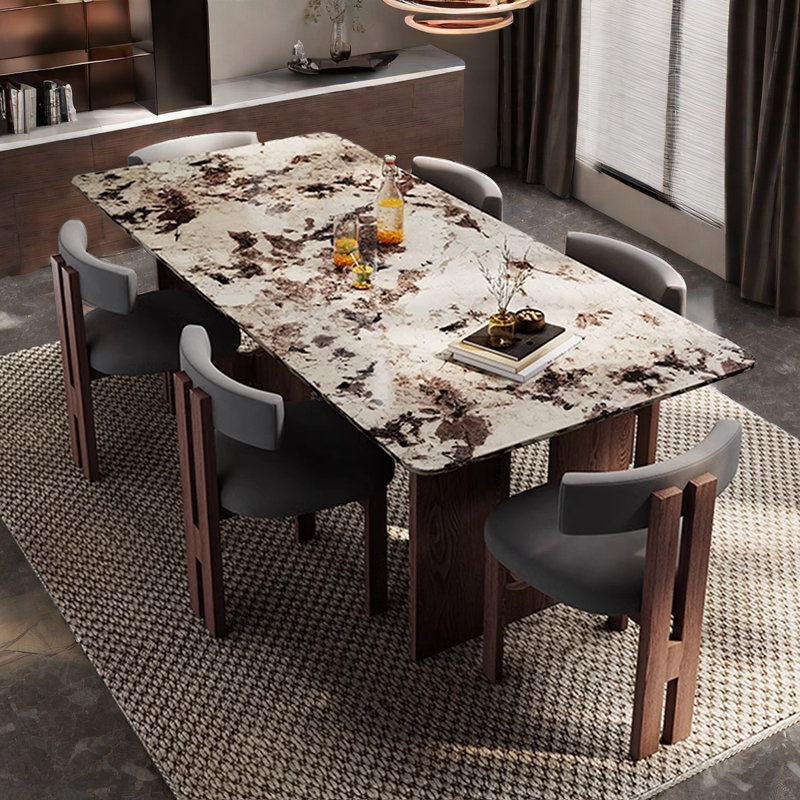 Ensemble de table de salle à manger élégant en faux marbre, H 29,5 po x L 70,9 po x l 35,4 po