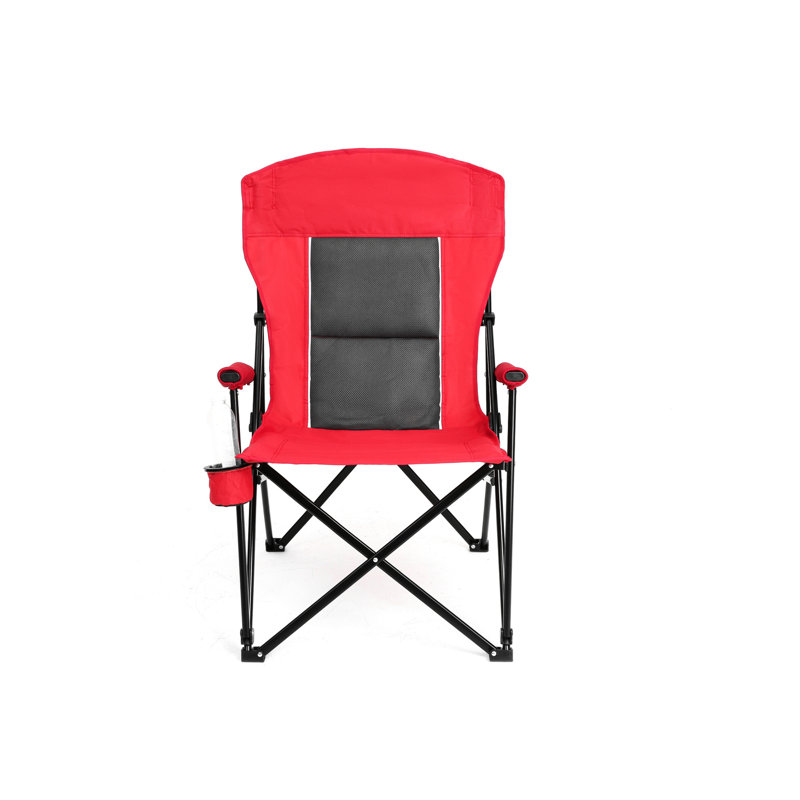 Chaise de patio rouge avec porte-gobelet, support robuste de 250 lb, pour l'extérieur, le camping et le jardin