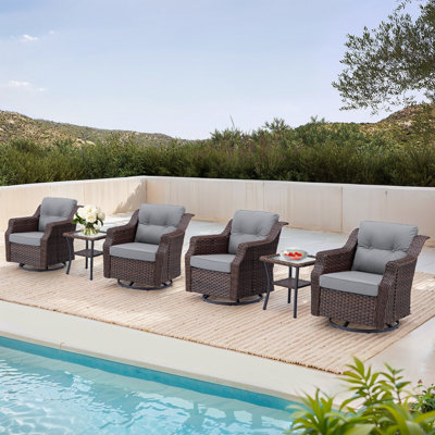 4 - Person Swivel Rocker Outdoor Seating Group With Cushions
