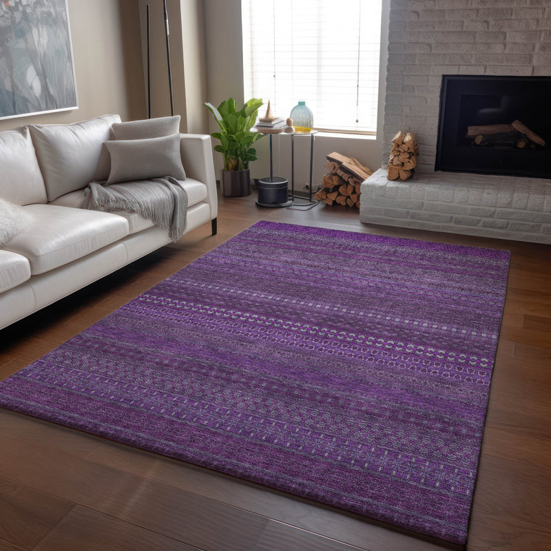 Aubergine Cerrito AMF527 lavable à la machine de qualité supérieure, Rectangle 10 pi x 14 pi