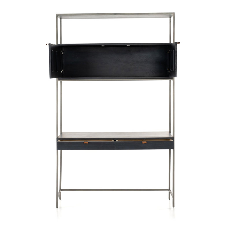 Trey Solid Wood Modular Writing Desk, Black Wash Poplar