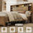 Wood Bed Frame with Storage Headboard, LED Platform Beds with Charging Station, No Box Spring Needed-128948065