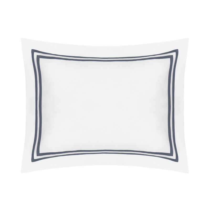 Ribbons 100% Cotton Sham, King, White/Stone Blue