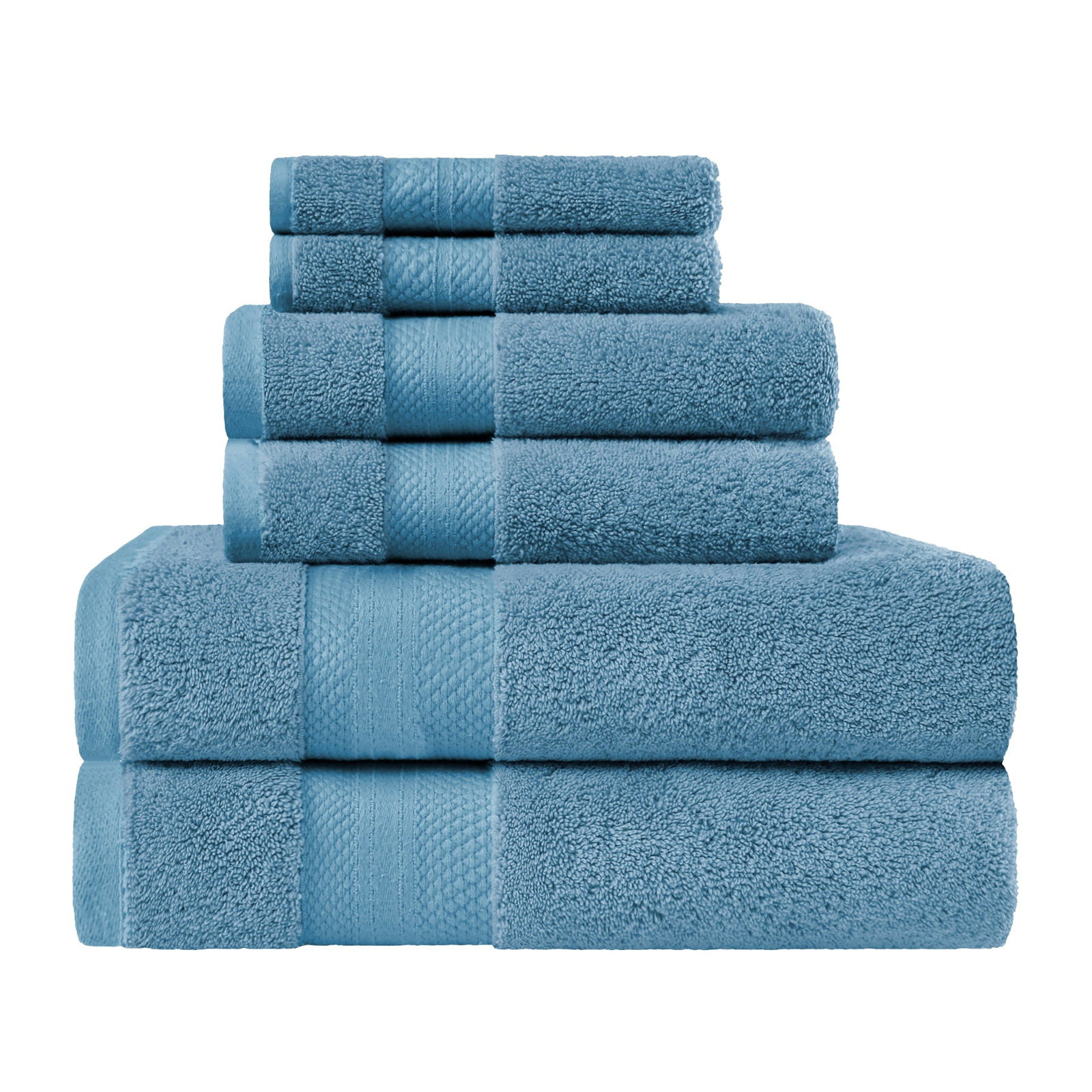 Finnian Turkish Cotton Bath Towel, Denim Blue, 6 Piece Towel Set