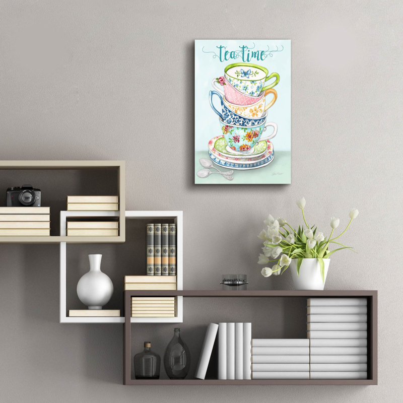  «Watercolor Teacups-a» par Jean Plout, art mural en verre acrylique, H 24 po x l 16 po x P 0,2 po