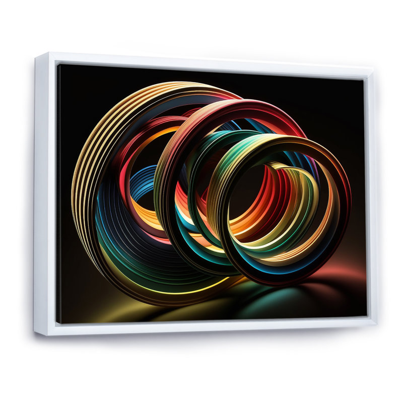 Arc-en-ciel néon objet 3D I - impression, Cadre flottant blanc, 12" H x 20" W
