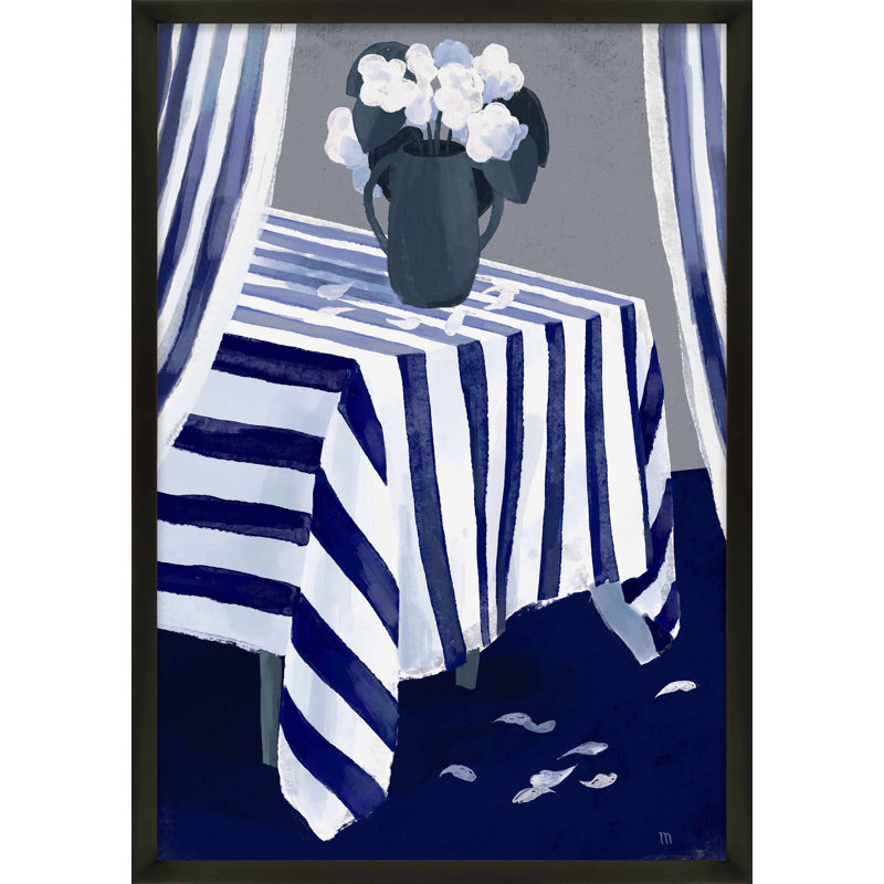 Blue Carpet Painting by Marco Marella For Studio M, 14" W x 20" H , Black Framed Paper
