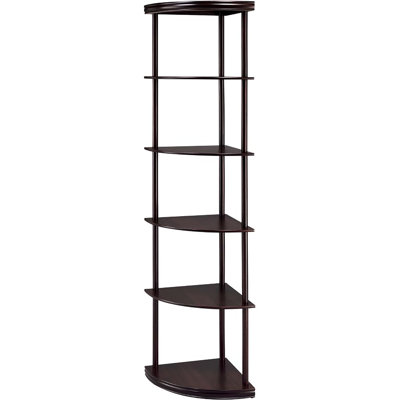 Bibliothèque d'angle Cappuccino - 5 tablettes en bois pour petits espaces