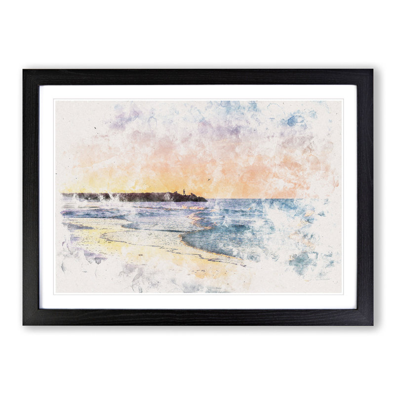 Fishing in Cape Cod - Picture Frame Painting Print, Black Framed, 45cm H x 63cm W x 2cm D