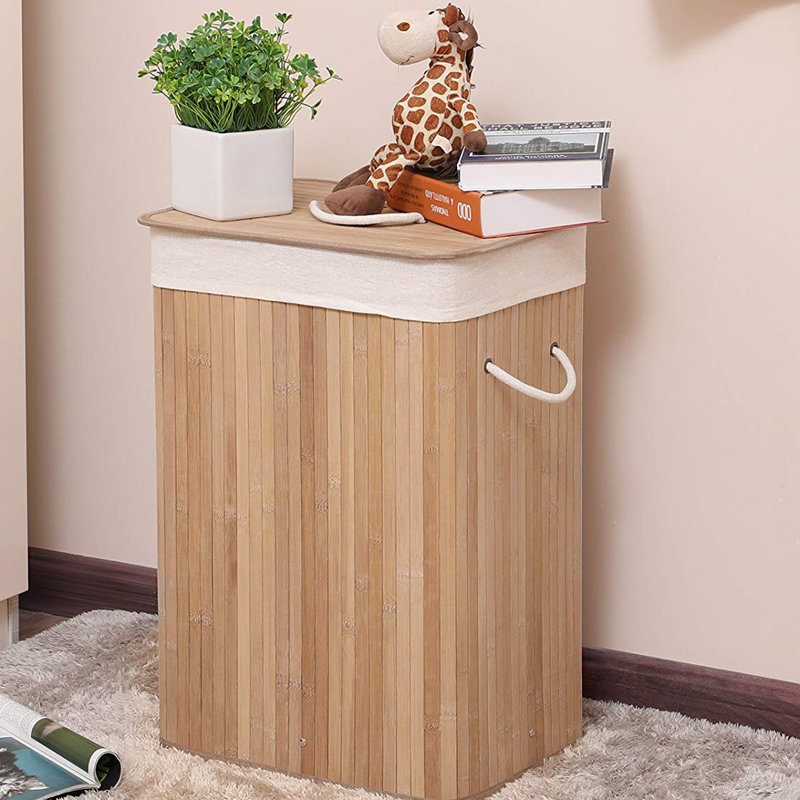 Wood Laundry Hamper with Handles, Natural