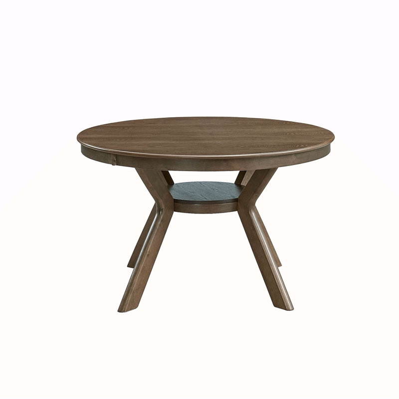 47.24''Round Rubber Wood Dining Table For 4-6 With Wooden Trestle Pedestal Base,Modern Kitchen Wooden Table Dinner Table For Dining Room, Living Room (1Table)