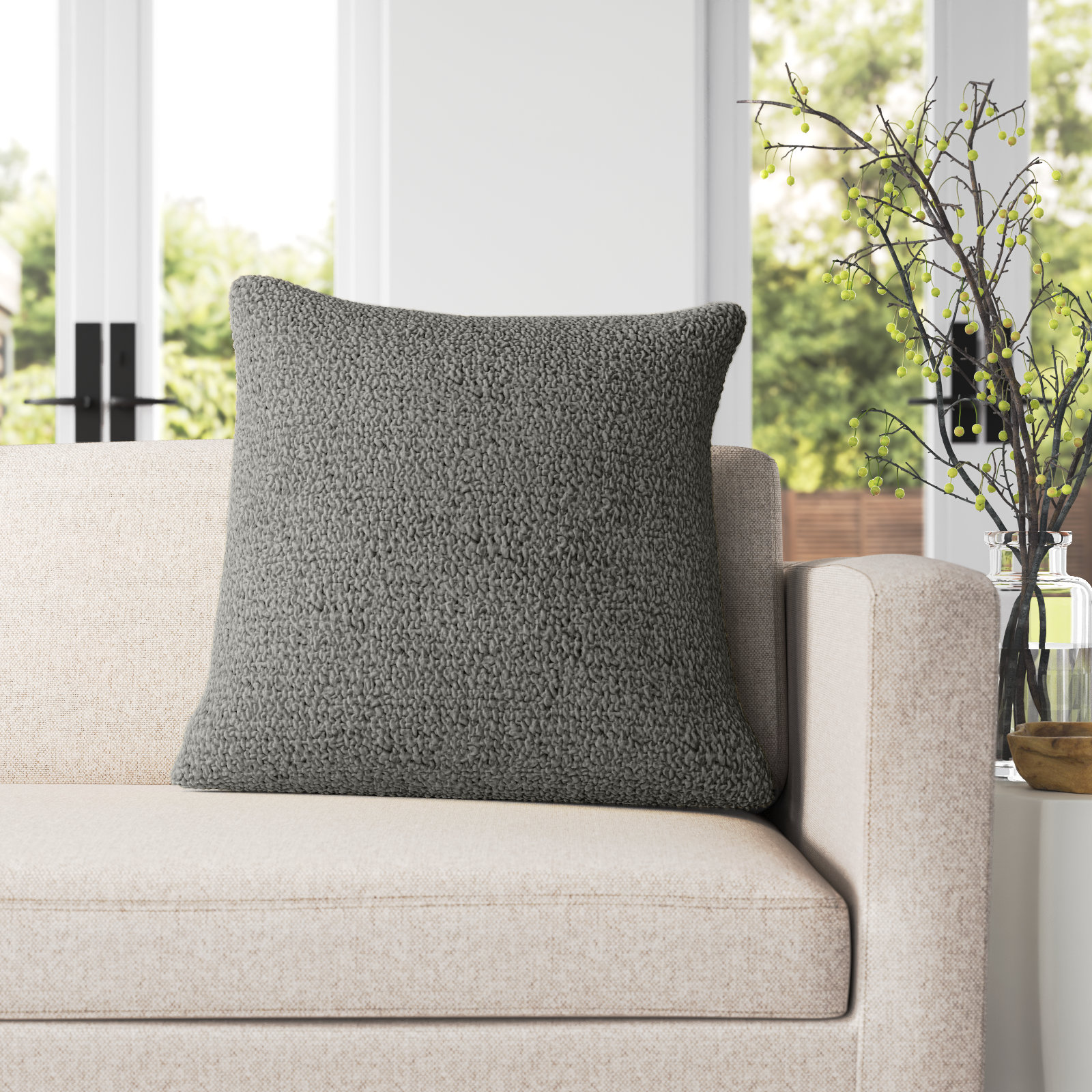 Throw Pillow, Gray, Pillow Cover Only - No Insert 
