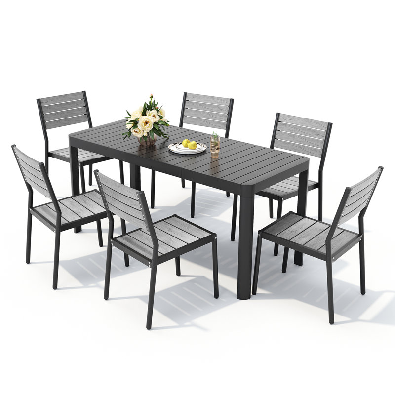 Ensemble de salle à manger rectangulaire pour 6 personnes 46,1 po Cadeisha, 6