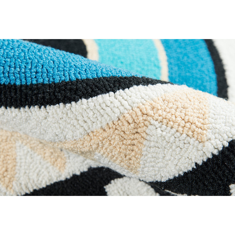 Handmade Multicolor Tufted Wool and Synthetic Kitchen Mat 2' x 3'