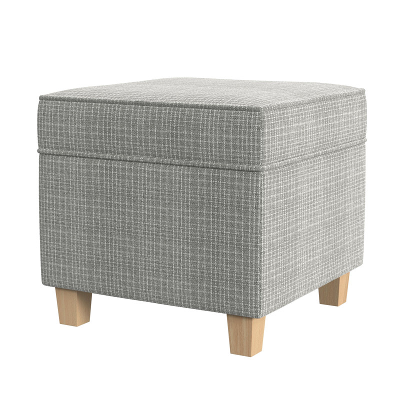 Repose-pieds carré avec rangement 17,5 "Asha, Quadrillé miniature sauge