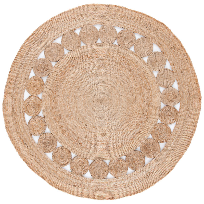 Tapis en jute tissé à la main Sundeep, Rond 5 pi