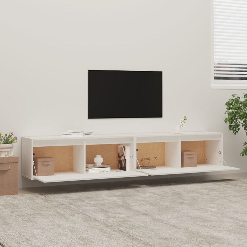 Gesell 35cm H x 160cm W Solid Wood Floating Bookcase, 35cm H x 80cm W x 30cm D, White