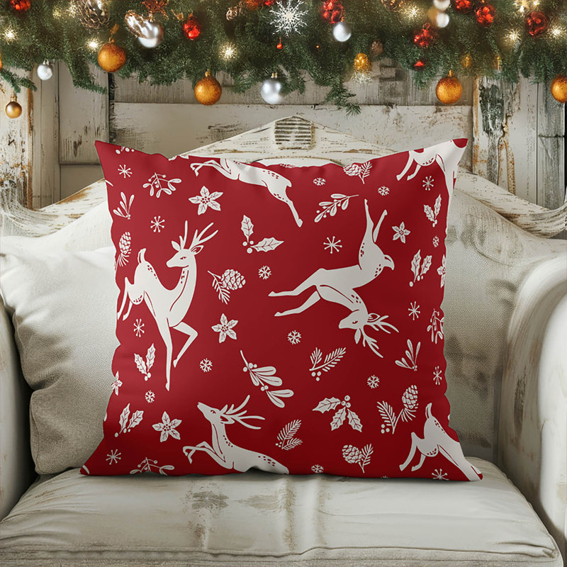 Coussin décoratif d'intérieur, Rouge, Carré 16 po