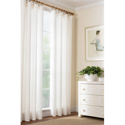 Textured Sheer Dove White Curtain Panel