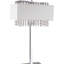 Lampe de table en métal de 28 po de hauteur avec finition argentée, abat-jour blanc et accents de cristal