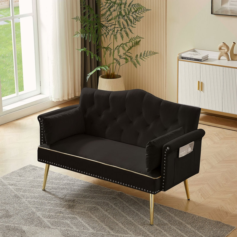 Contemporary Velvet Sofa with Tufted Comfort