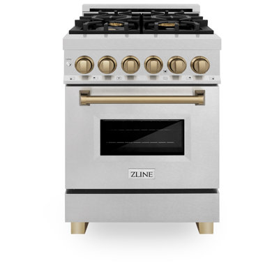 Cuisinière à double carburant 24 po 2,8 pi³ ZLINE Autograph Edition en acier inoxydable résistant aux empreintes digitales