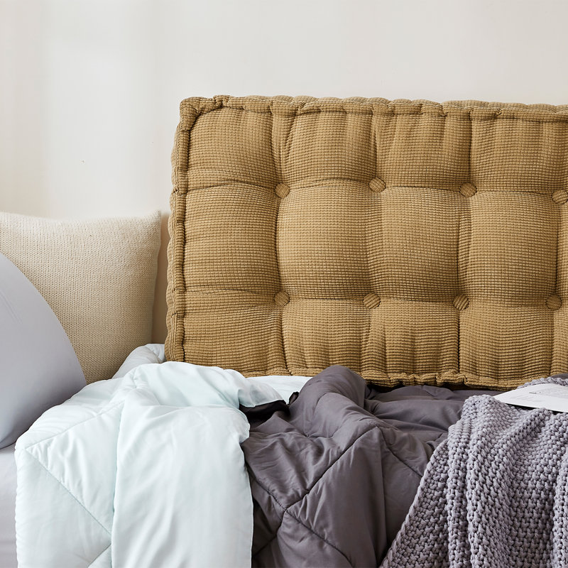 Ultra Thick Brown Tufted Upholstered Twin Headboard Pillow