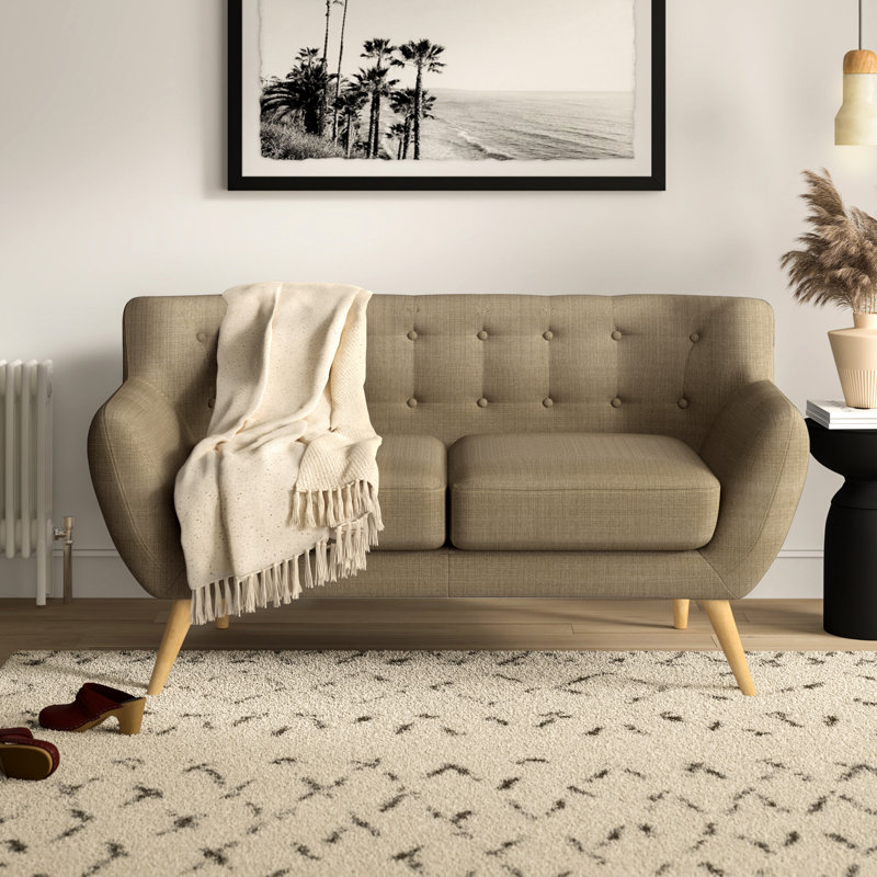 Causeuse rembourrée Carson Carrington Nordborg de Modway, Velours gris clair, 32,5 po H x 61,5 po L x 32,5 po P