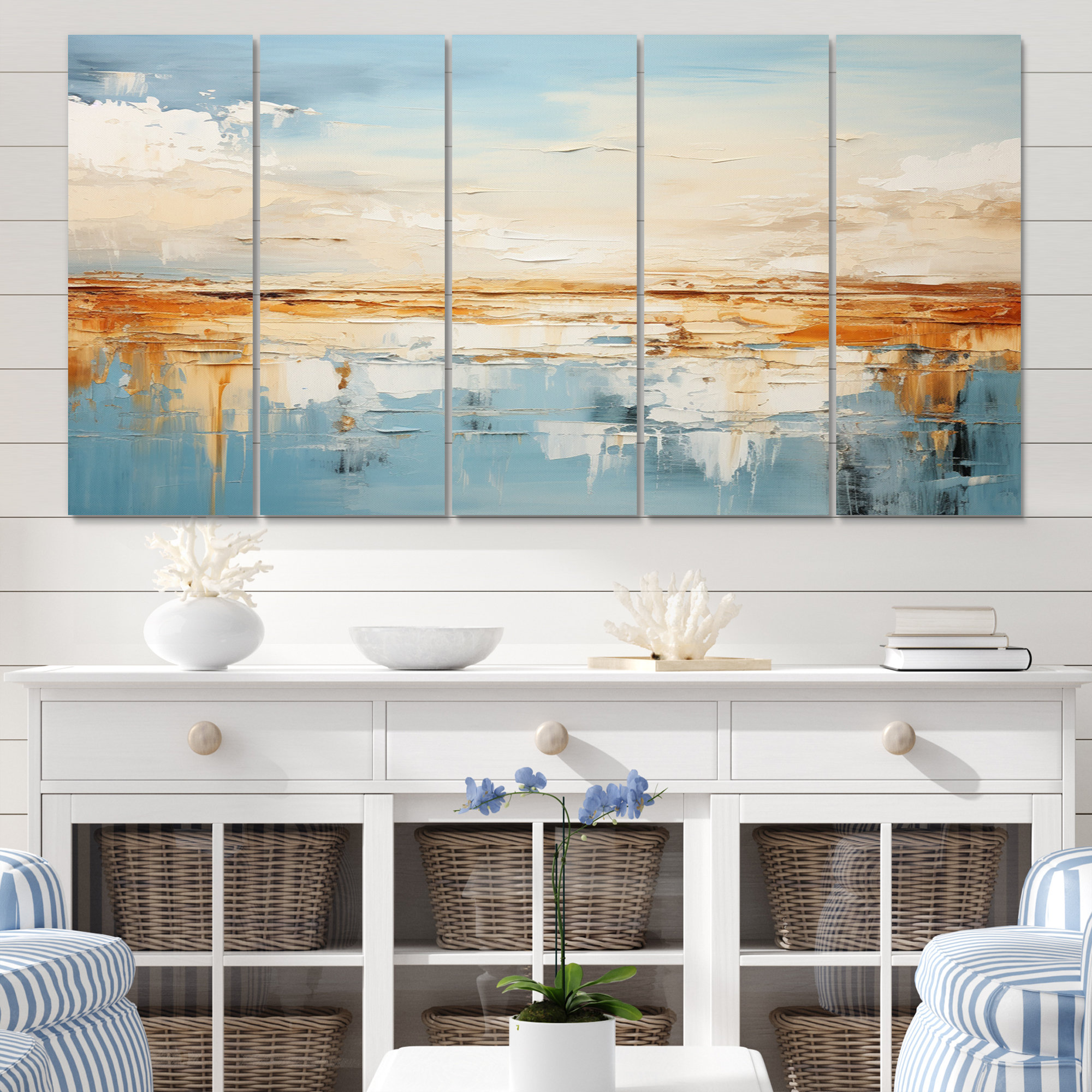 Dovecove Coastal Beach Sand Whispers II - Modern Metal Wall Decor Set | Wayfair