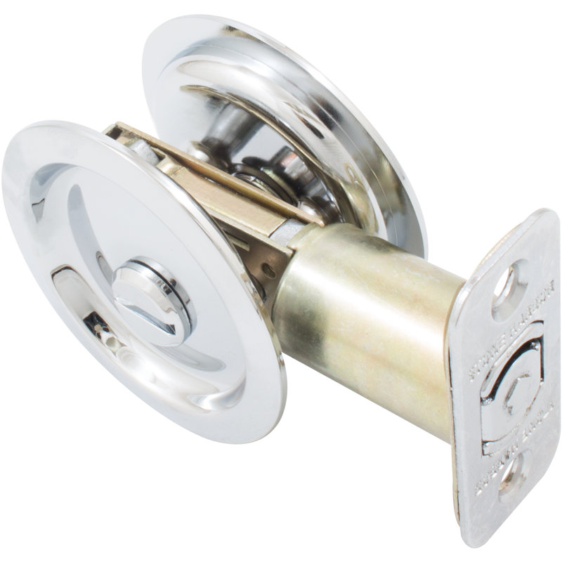 Serrure ronde pour porte escamotable, Chrome poli