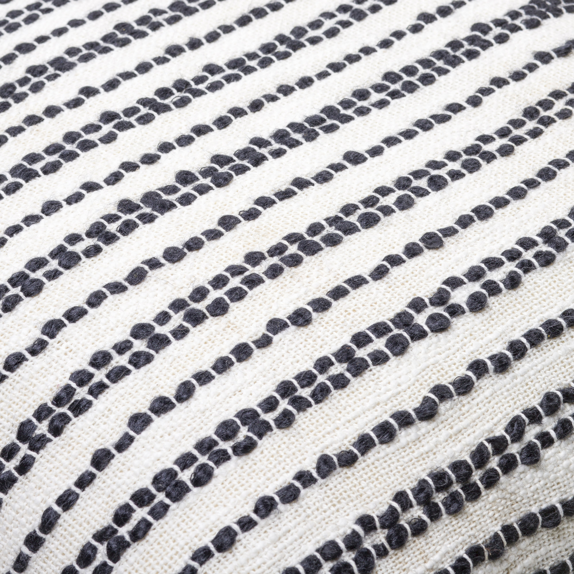 Amora Embroidered Cotton Pillow Cover, 13" x 20", Down, White/Black