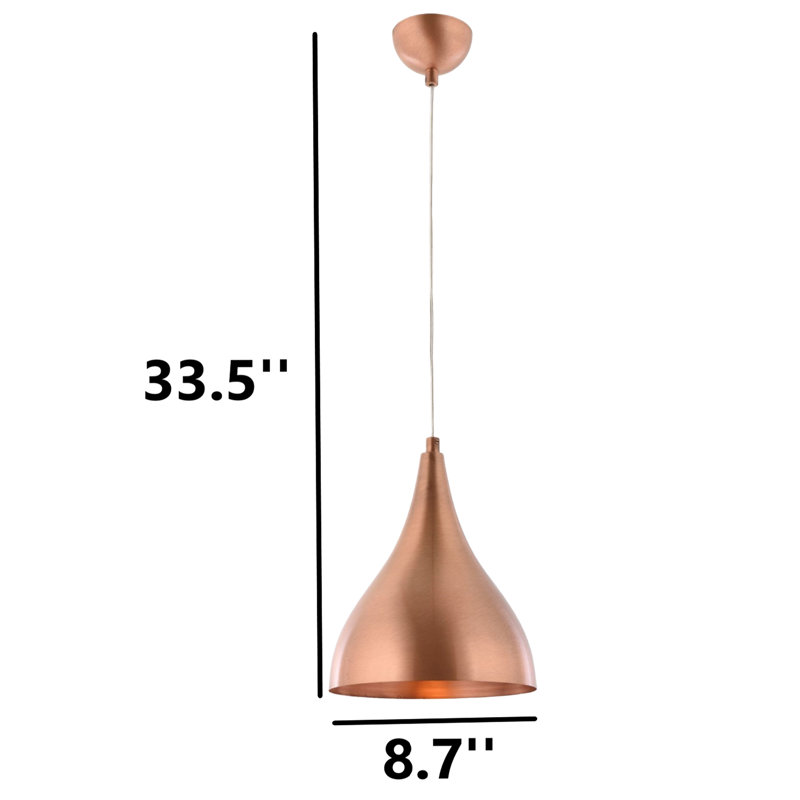 Luminaire suspendu conique en métal avec capuchon en métal