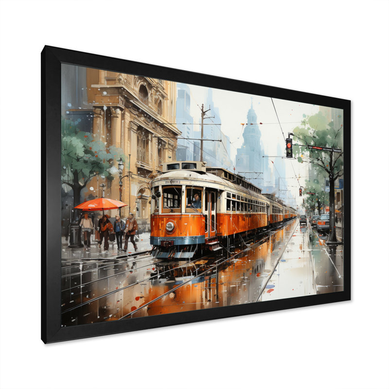 Corail beige, dessin au trait urbain I sur toile, Cadre simple noir, H 12 po x l 20 po x P 1 po