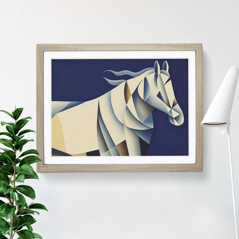 Soulful Horse Abstract - Framed Print, 46cm H x 64cm W x 2cm D, Oak