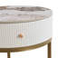 Table de chevet moderne 19,68 pouces avec tiroir, table de bout ronde en marbre avec rangement, table d'appoint pour le salon et la chambre à coucher