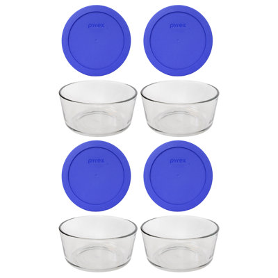Pyrex (4) bols en verre de 4 tasses et (4) couvercles de 4 tasses
