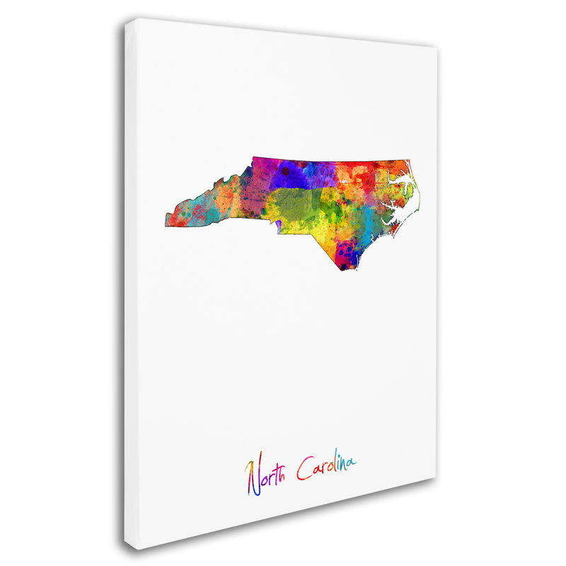 « north caroline map », reproduction d’impression sur toile tendue, H 47 po x l 35 po x P 2 po
